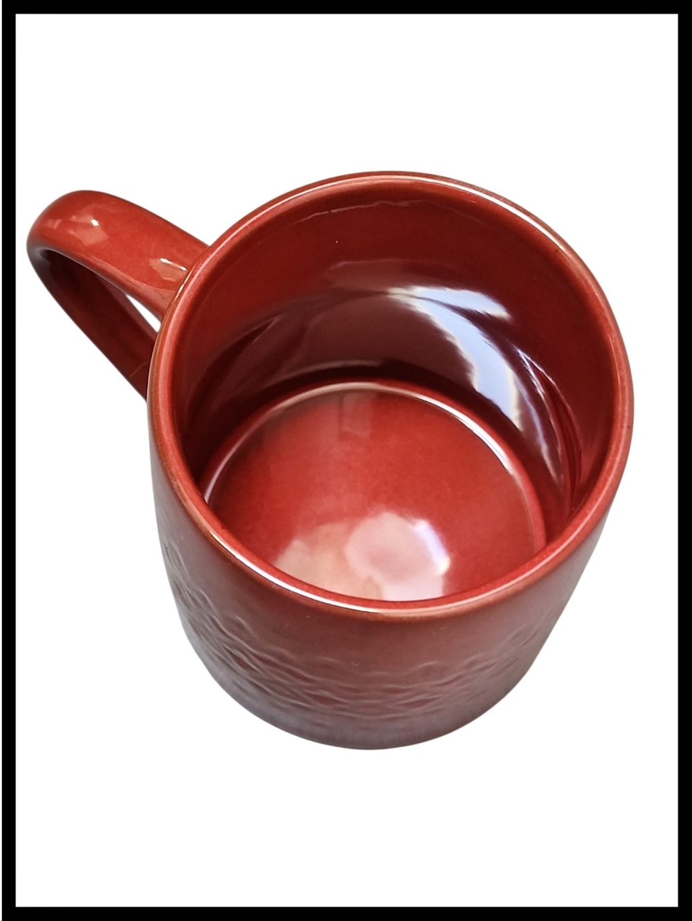 Magnolia Hearth & Hand Cross Etched Lace Design Stoneware Mug Large Rustic Red - Picture 2 of 6